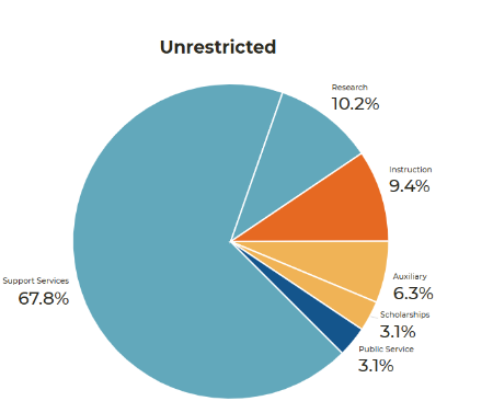 Pie chart of the VCU FY24 Foundation Support By Restriction Type_unrestricted